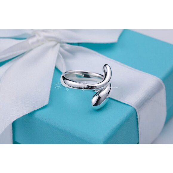 Tiffany & Co. Elsa Peretti Double Teardrop Ring in Silver Size 7.5 - Picture 3 of 7